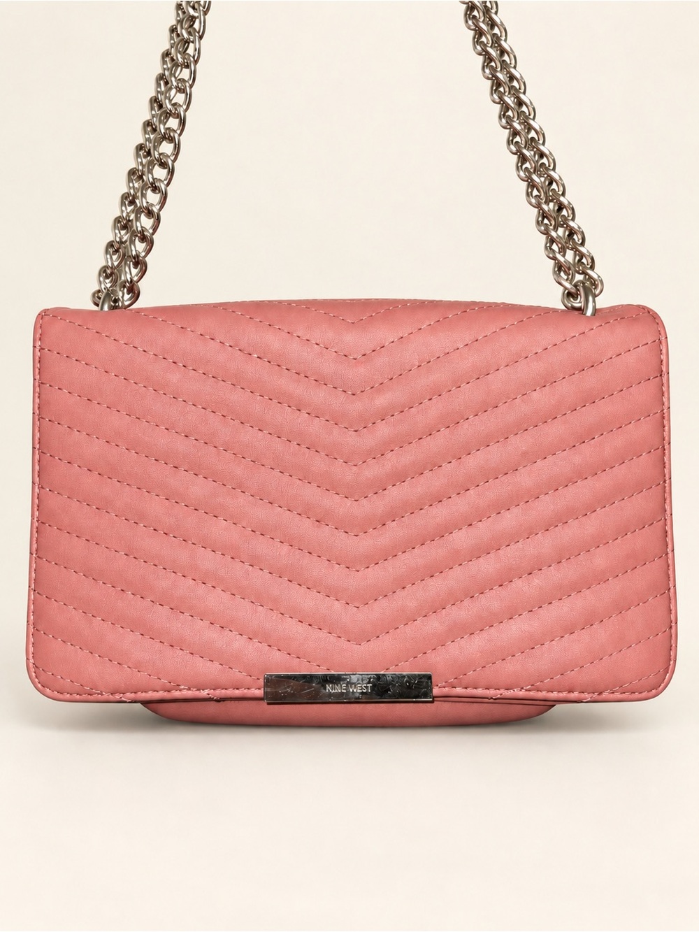 Nine West Quilted Pink Chain Crossbody Bag